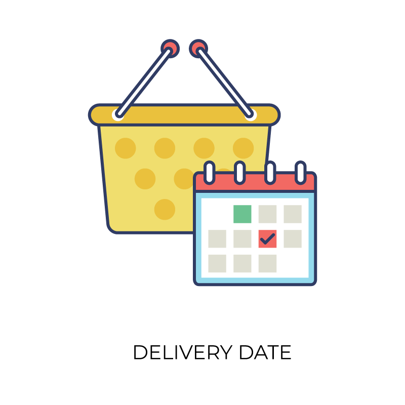 Delivery date basket flat color icon