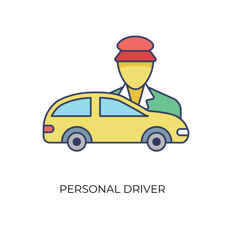 Driver flat color icon with car