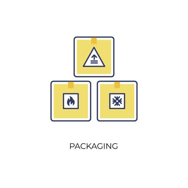 Packaging caution flat color icon