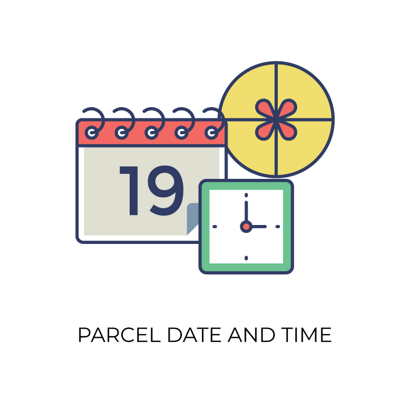 Parcel date and time flat color icon