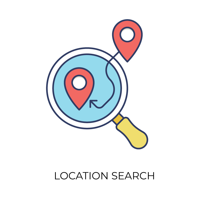 Location search flat color icon
