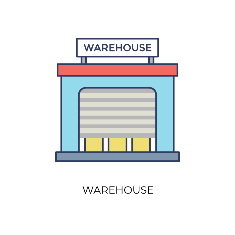 Ware house flat color icon