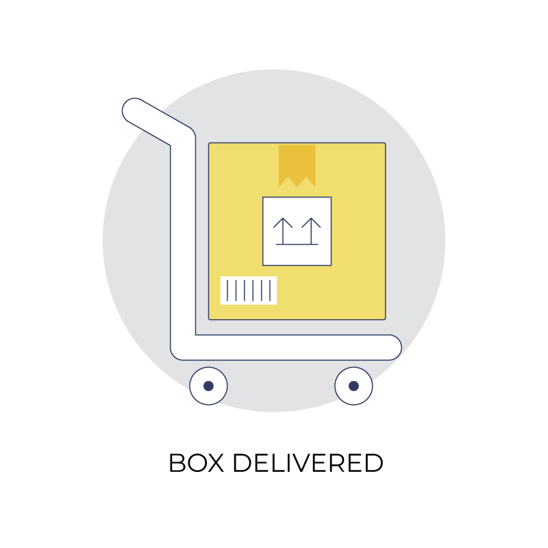 Box delivered flat color icon