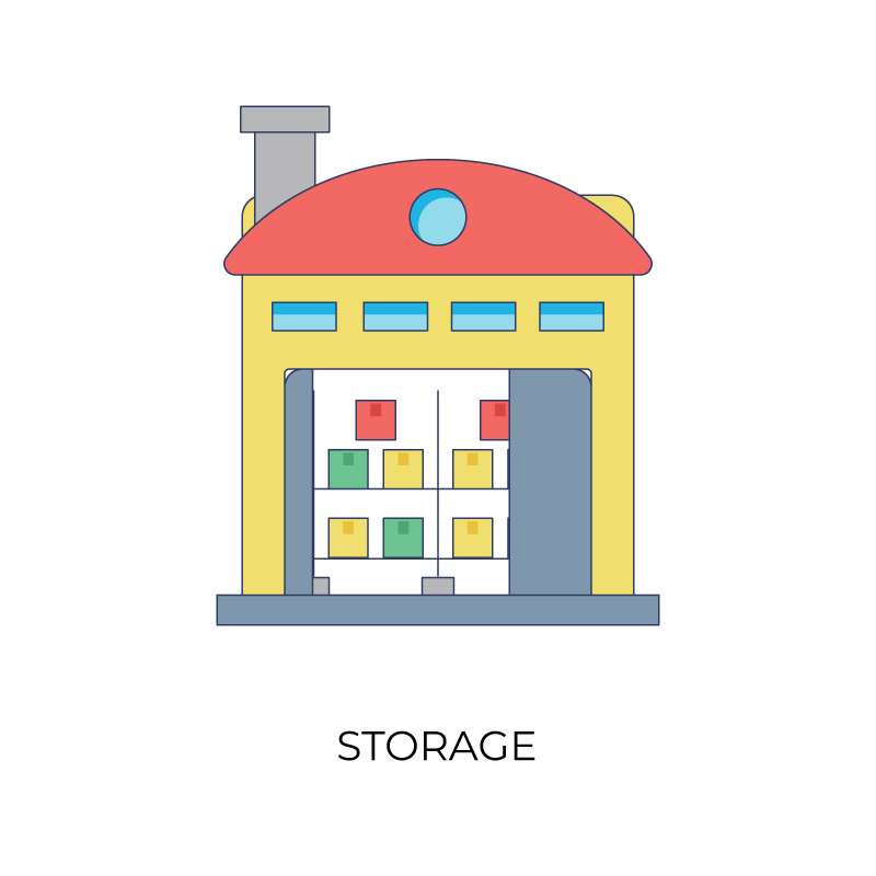 boxes storage flat color icon