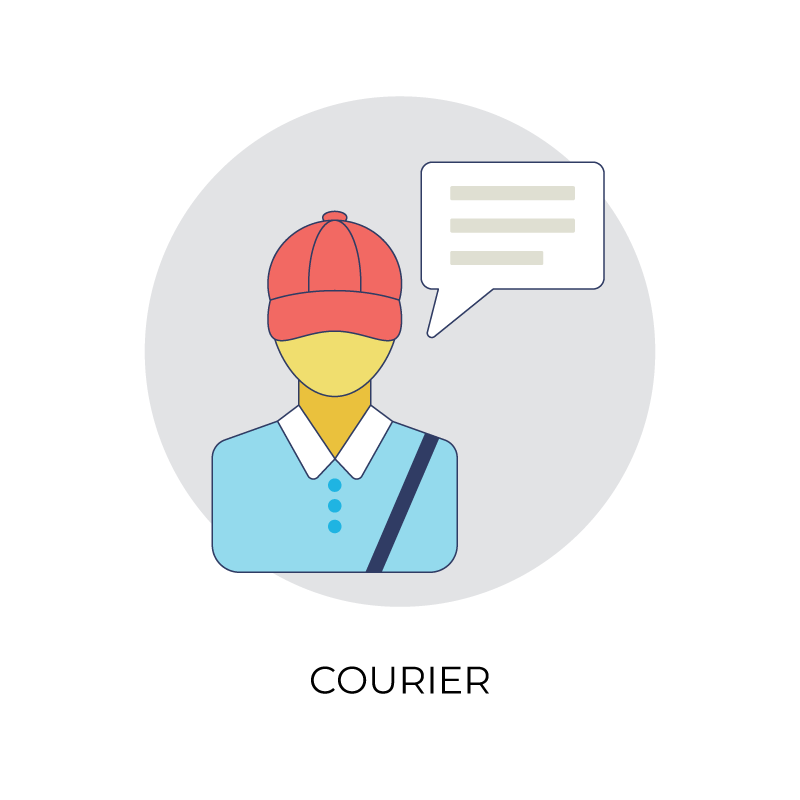 Courier boy flat color line icon