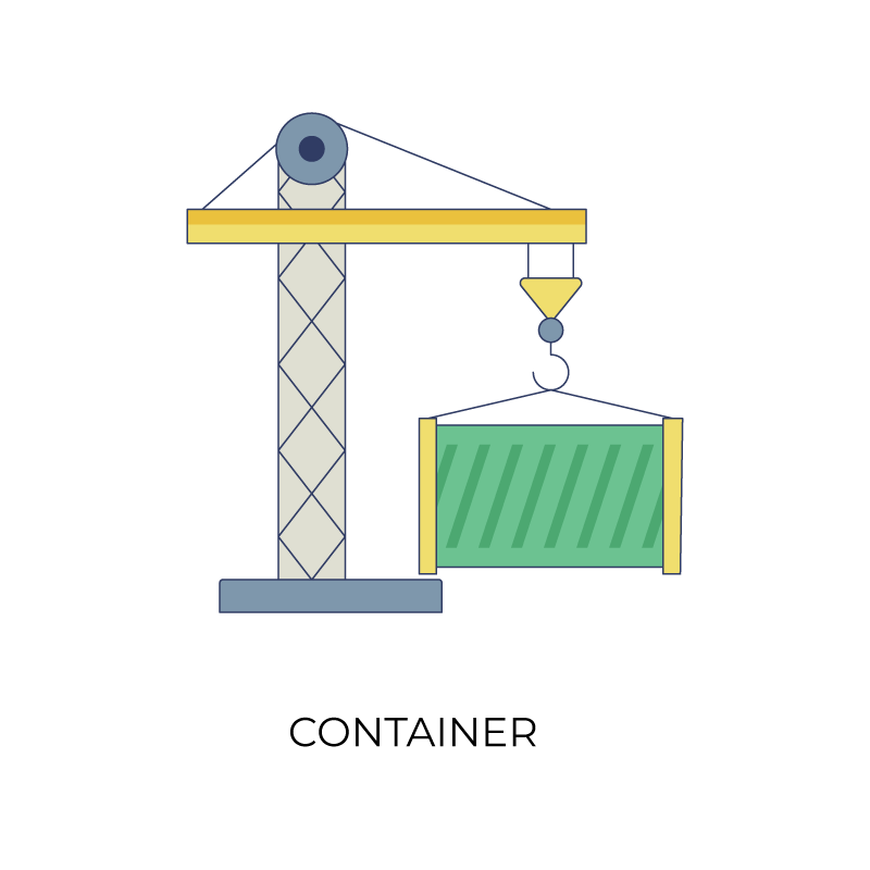 Crane container flat color icon
