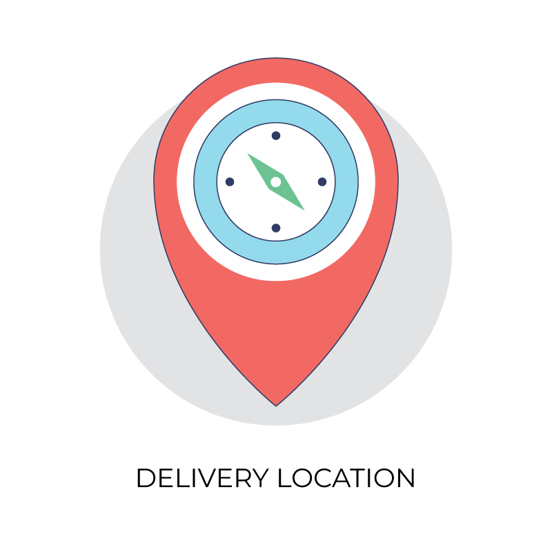 Delivery location flat icon with compass
