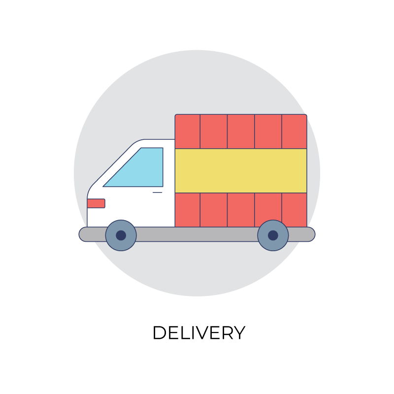Delivery van flat color icon