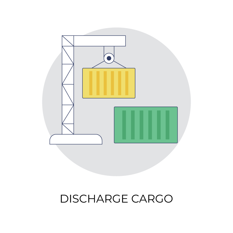 Discharge cargo flat color icon
