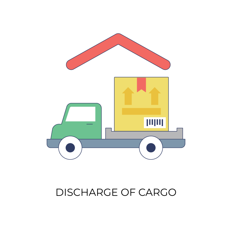 Discharge of cargo flat color icon