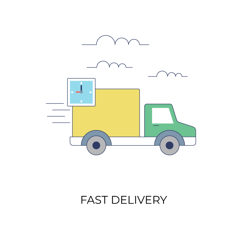 Fast delivery truck flat color icon