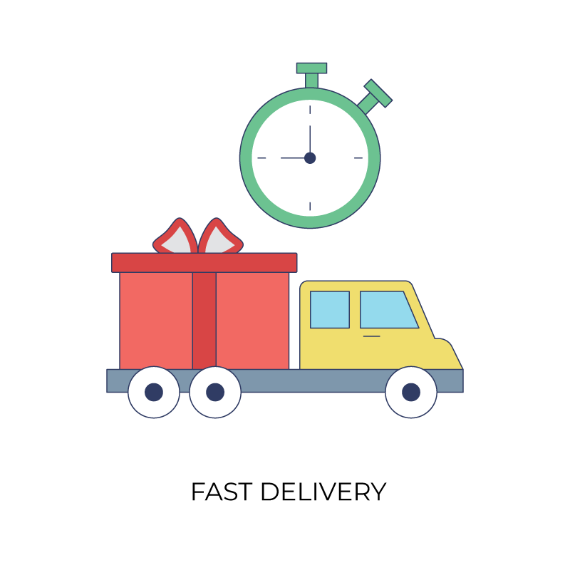 Fast delivery shipping flat color icon