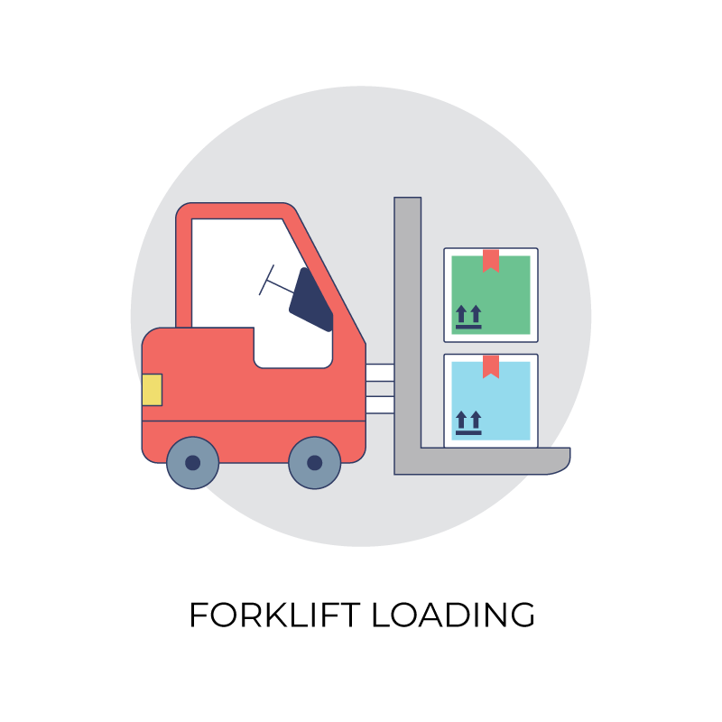 Forklift loading flat color icon
