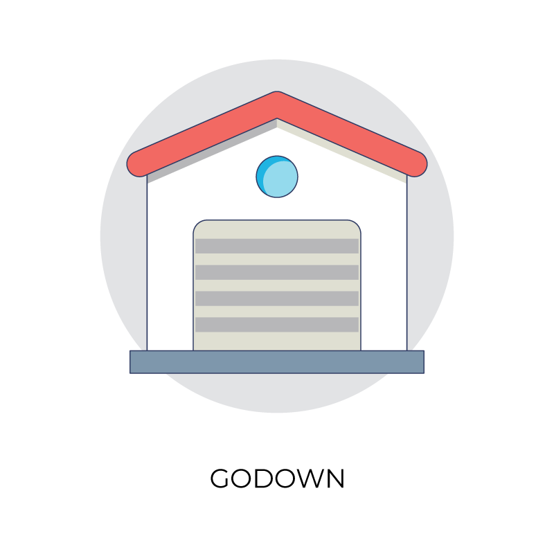 Godown flat color icon