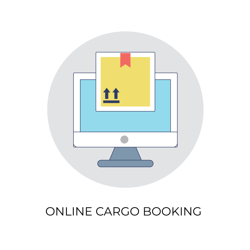 Online cargo booking flat color icon