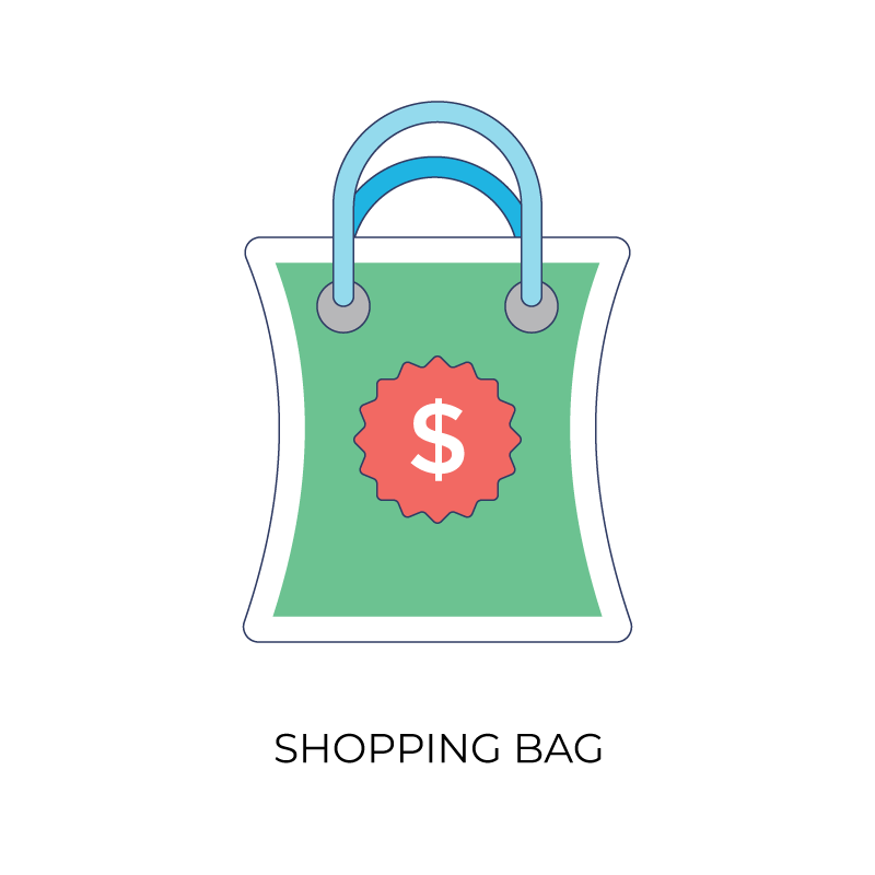 Shopping bag flat color icon