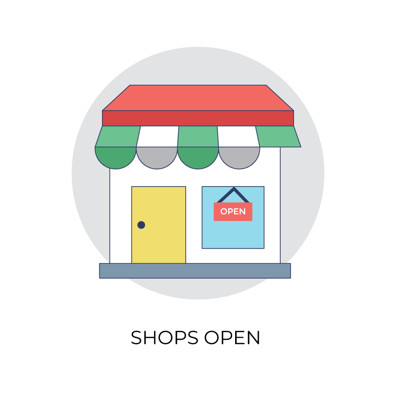 Shop open flat color icon