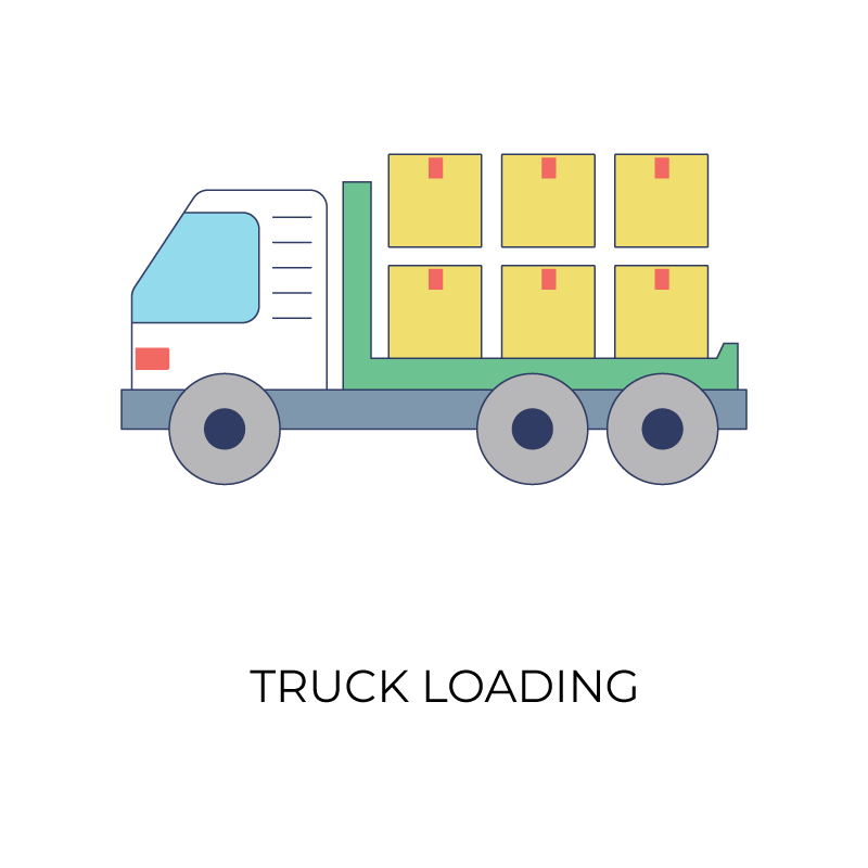 Truck loading flat colored icon