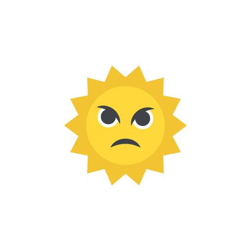 Angry sun flat icon