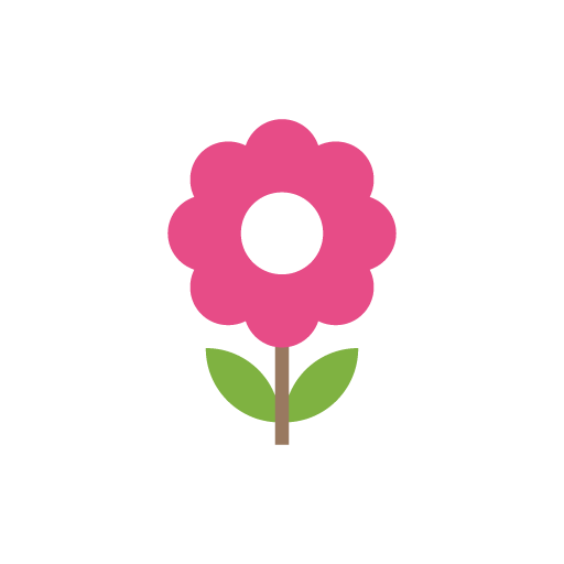 Flower with leaves flat icon