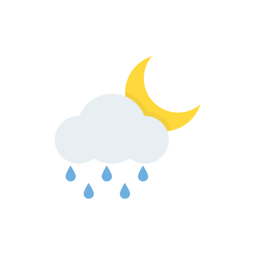 Raininig at night flat icon