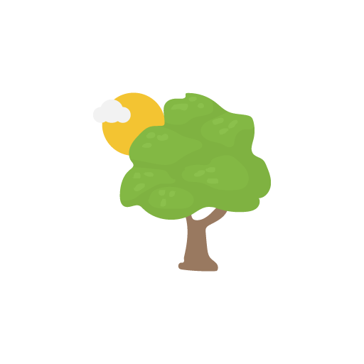 Free tree with sun flat icon