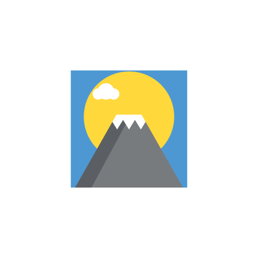 Mountain with sun flat icon