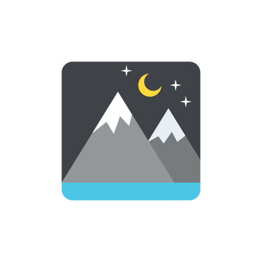 Night mountain view flat icon