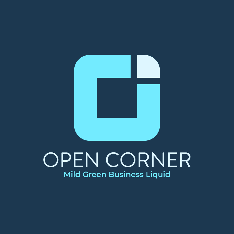 Open corner business logo in blue color