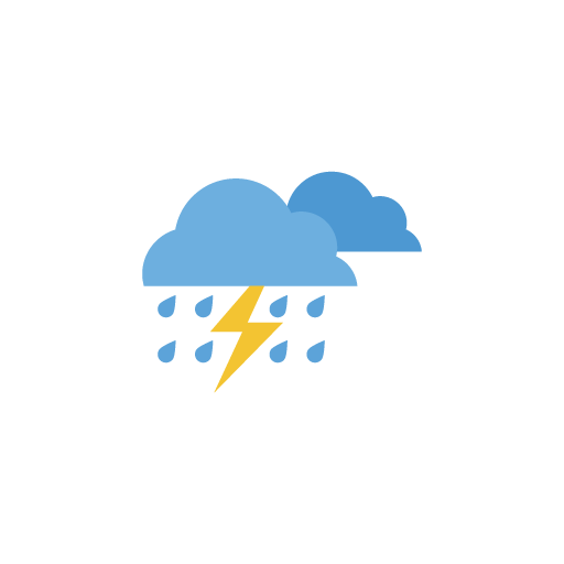 Rainy and lightning weather icon vector