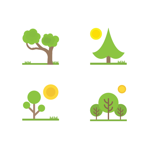 Set of trees flat icon