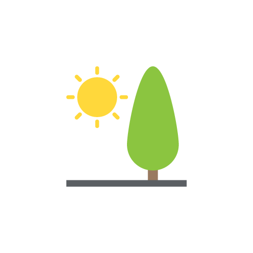 Tree and sun flat icon