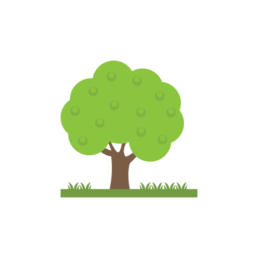 Tree with grass flat icon