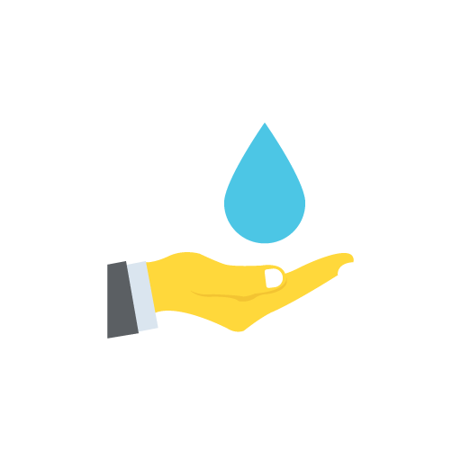 Water drop on hand flat icon free