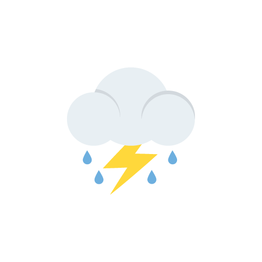 Cloud with lightning and rain flat icon