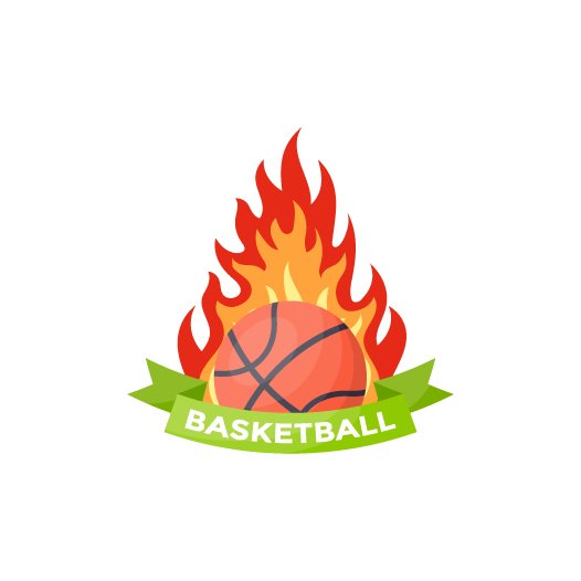 Basketball on fire vector with banner