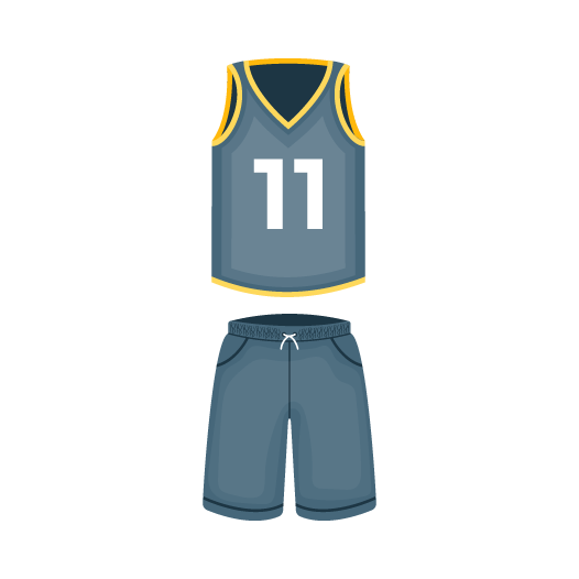 Basketball player kit shirt and trousers