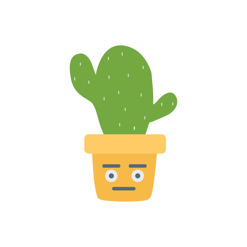 Cactus plant vector with neutral face expression