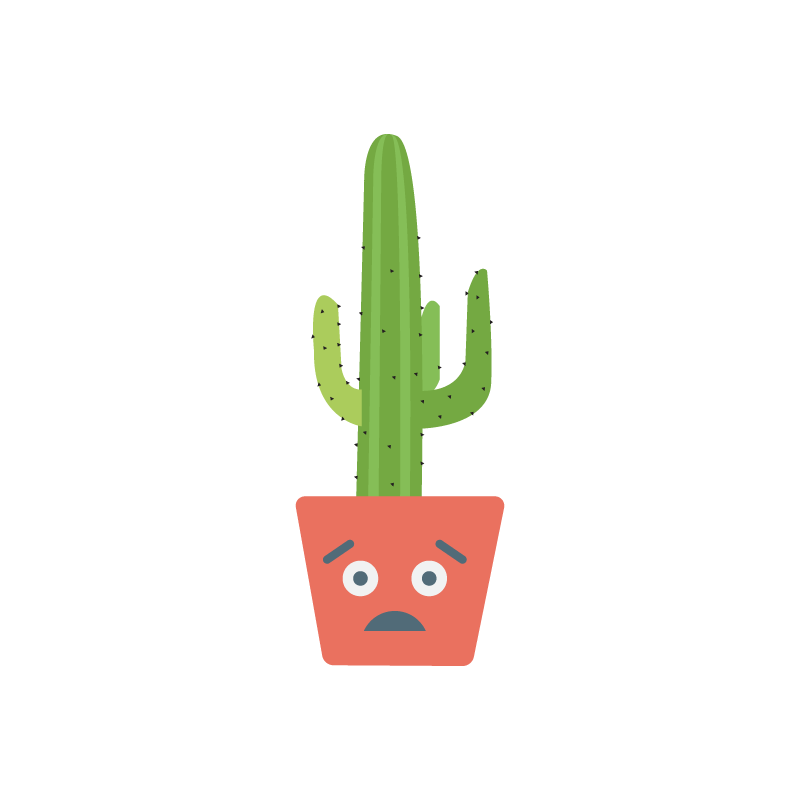 Cactus plant vector with surprised expression