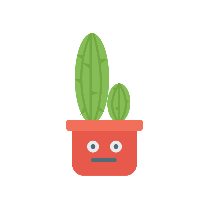 Cactus vector with surprised face expression