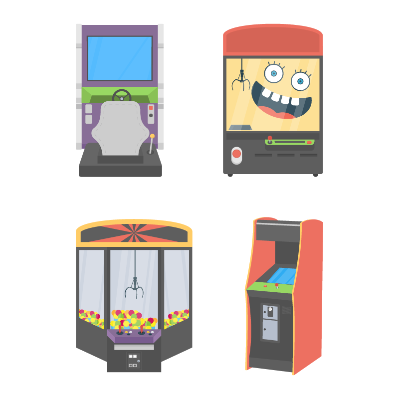 Different types of gaming machines vector