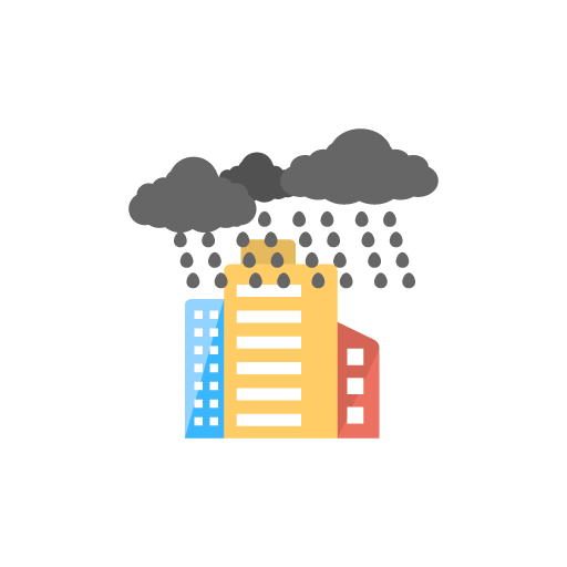 Buildings in heavy rain free icon vector