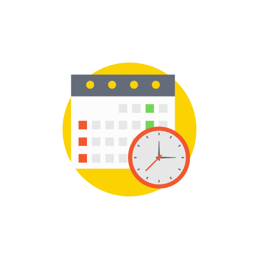 Calender with clock free color icon image