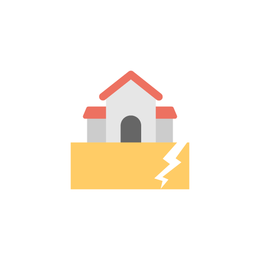Earthquake destroy house free icon vector