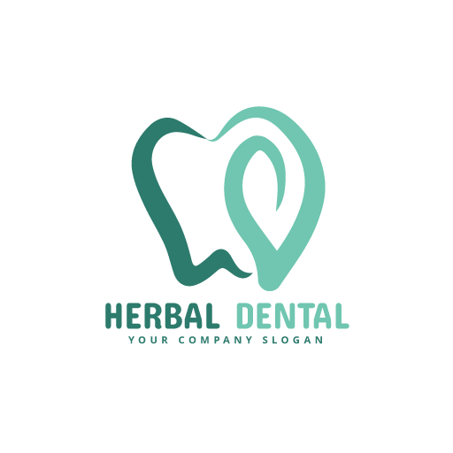 Herbal dental logo design with teeth icon