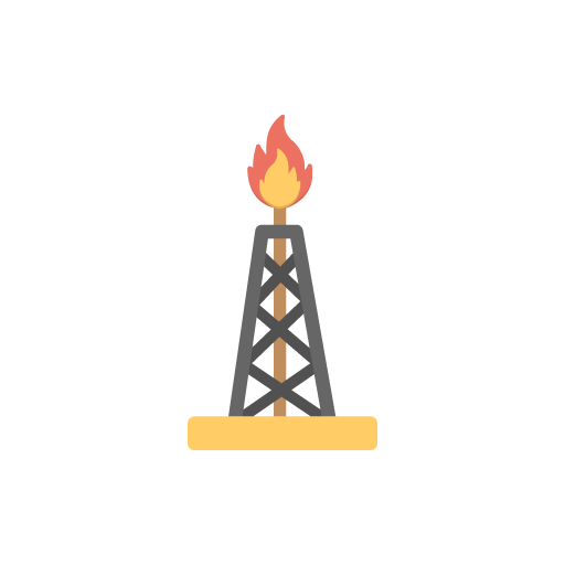 Oil tower with flame free icon vector