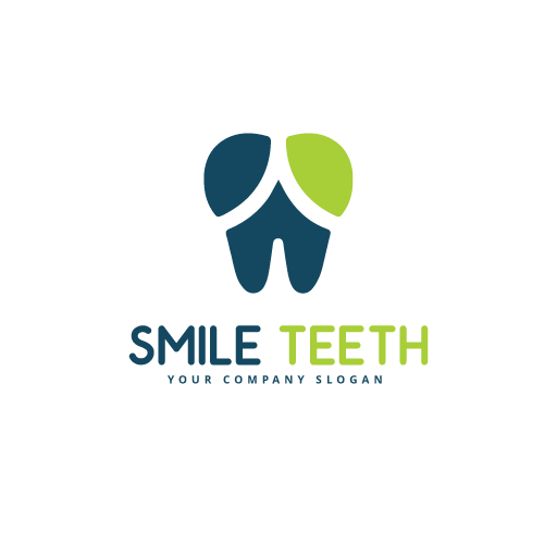 Smile teeth in blue nad green color logo