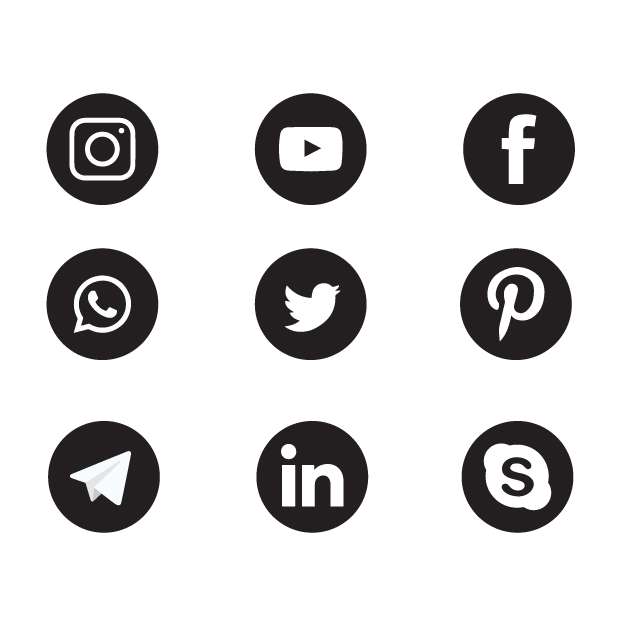 Free social media icons set black and white