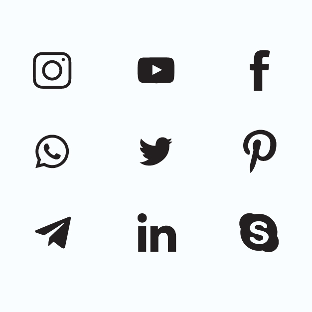 Social media logos black and white