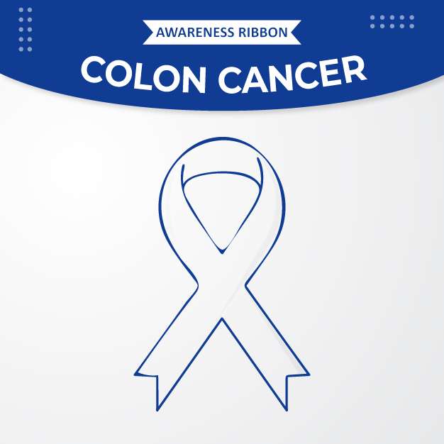 Colon cancer awareness ribbon free vector
